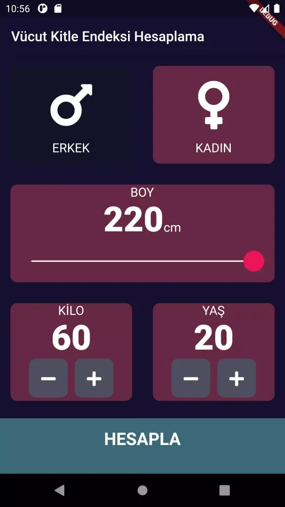 Capturas de pantalla de Vücut Kitle Endeksi Hesaplama