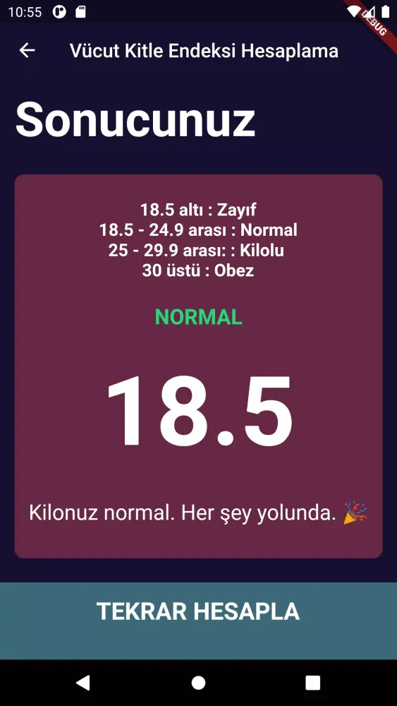Capturas de pantalla de Vücut Kitle Endeksi Hesaplama