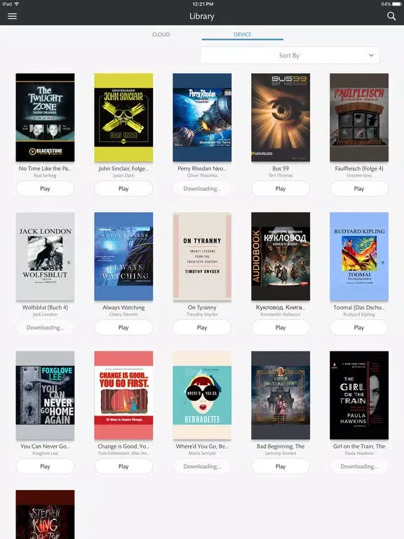 Ảnh chụp màn hình của NOOK Audiobooks iPad 