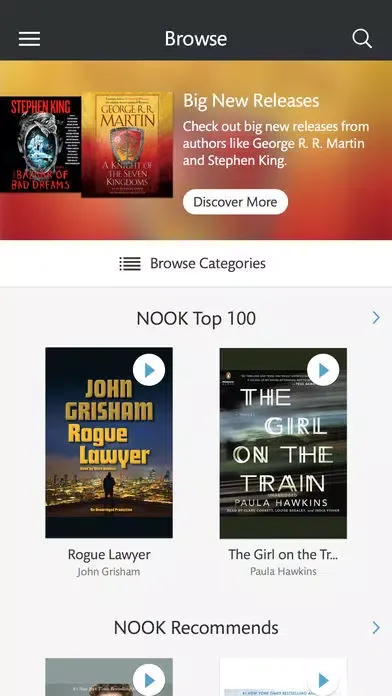 Ảnh chụp màn hình của NOOK Audiobooks