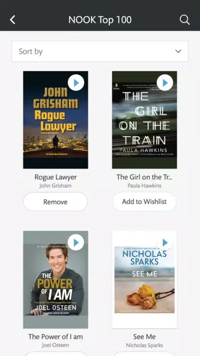 Ảnh chụp màn hình của NOOK Audiobooks