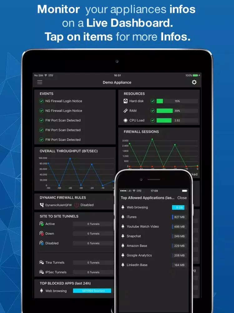 ภาพหน้าจอของ Barracuda NG Firewall Remote iPad 