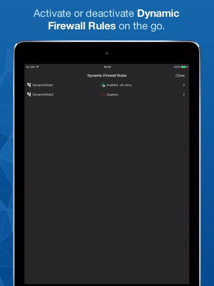 ภาพหน้าจอของ Barracuda NG Firewall Remote iPad 