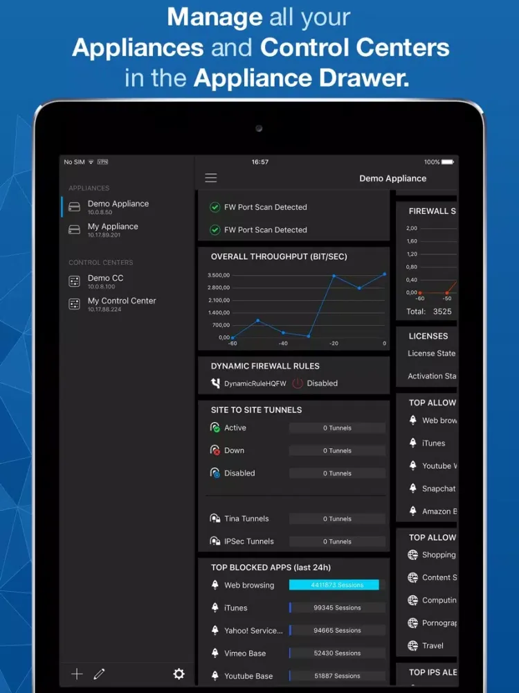 ภาพหน้าจอของ Barracuda NG Firewall Remote iPad 