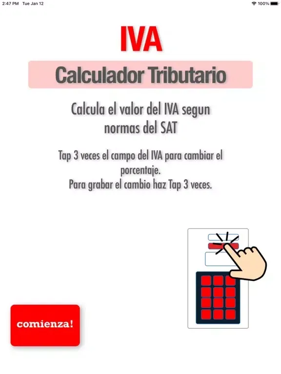 Tangkapan layar Calculadora IVA Sat Mexico iPad 