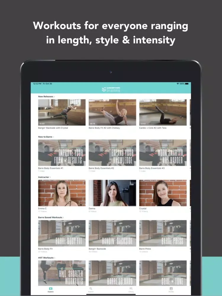 Zrzuty ekranu Barre Body Studio On Demand iPad 