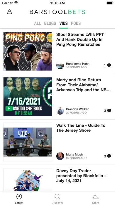 Скриншоты Barstool Bets