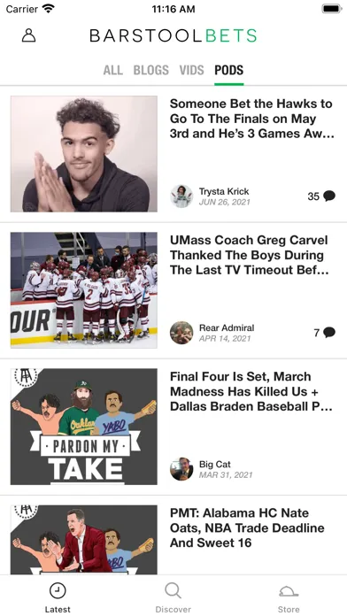 Скриншоты Barstool Bets