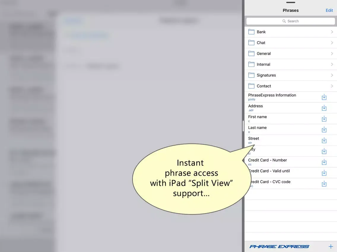 تصاویر PhraseExpress Autotext iPad 