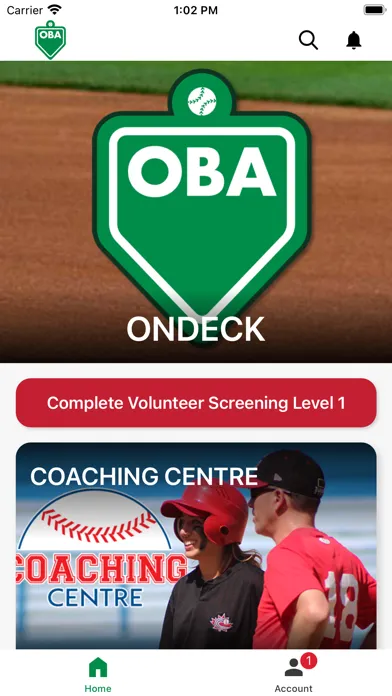 Baseball Ontario ONDeck スクリーンショット