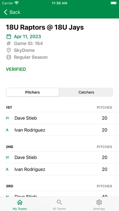 Скриншоты Baseball Ontario Pitch Count