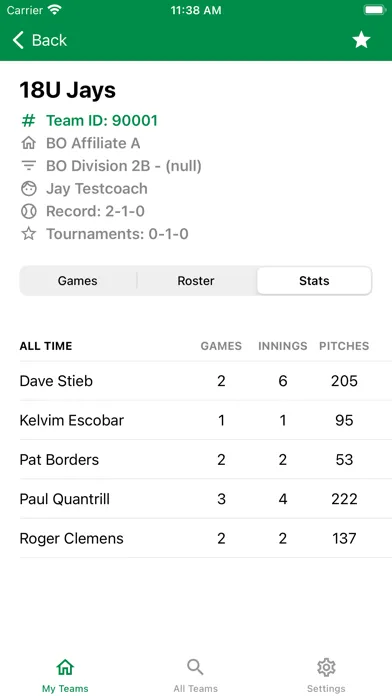 Скриншоты Baseball Ontario Pitch Count