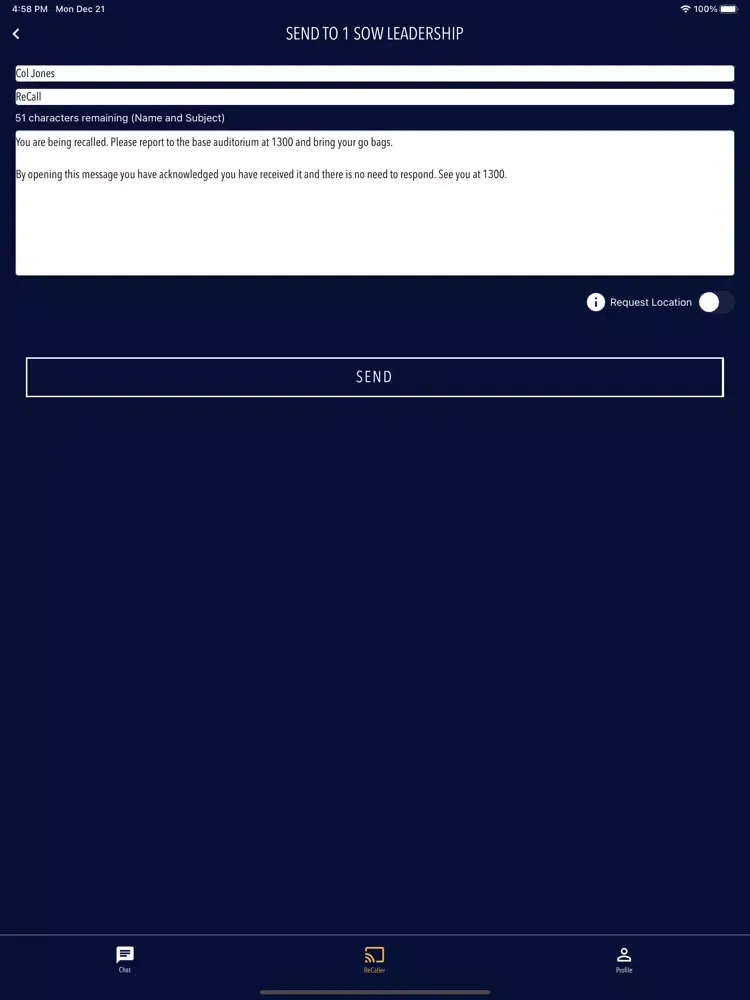 BaseConnect ReCaller Messenger iPad 應用截圖