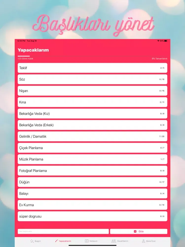 Ảnh chụp màn hình của Evleniyorum - Wedding Planner iPad 