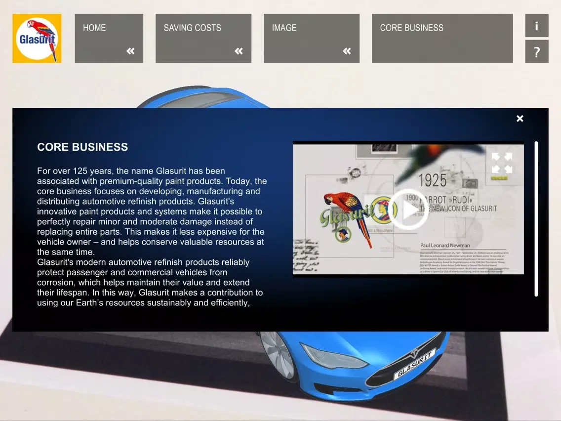 Capturas de tela do Sustainability Glasurit iPad 