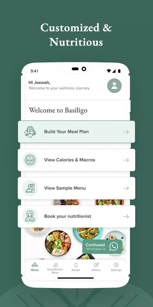 Tangkapan skrin Basiligo Meal Plan