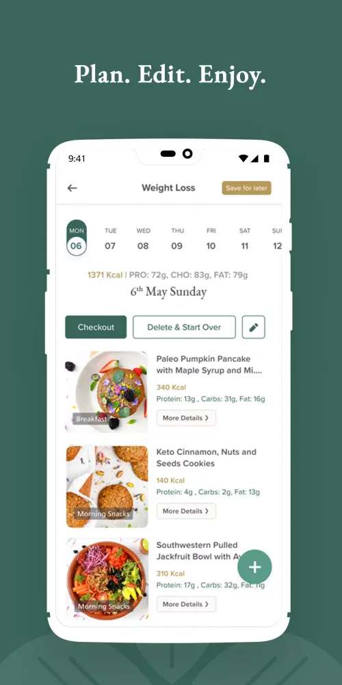 Tangkapan skrin Basiligo Meal Plan