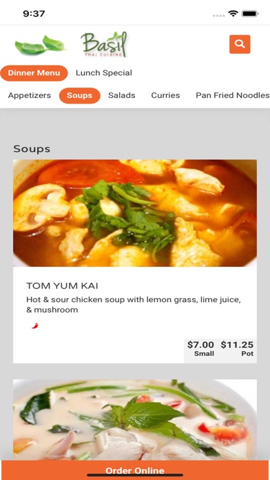 Zrzuty ekranu Basil Thai Cuisine HB