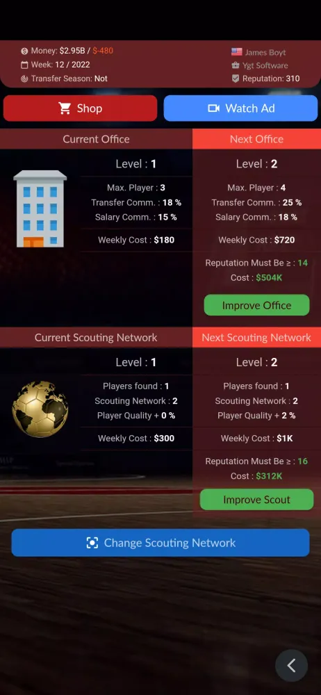 Tangkapan skrin Basketball Agent