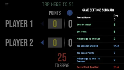 BT Tennis Scoreboard Screenshots
