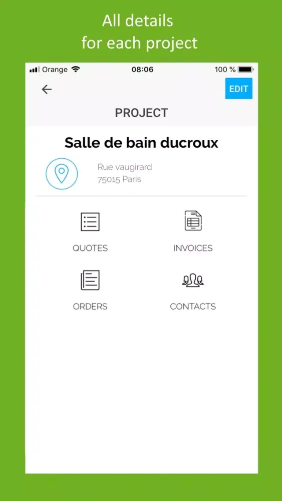 Capturas de tela do EstimateONSITE for contractors