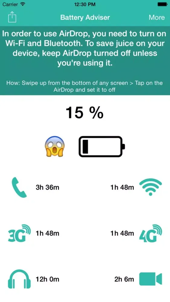 Battery Adviser - Realtime Battery Life Tips and Tricks سکرین شاٹس