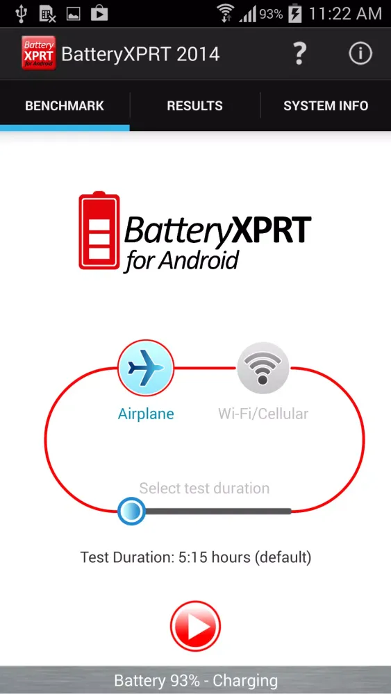 Captures d'écran de BatteryXPRT Tests