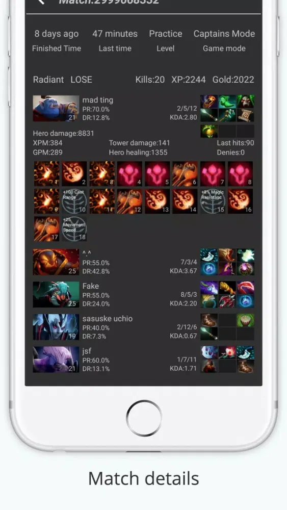 Captures d'écran de Dota 2 Tracker