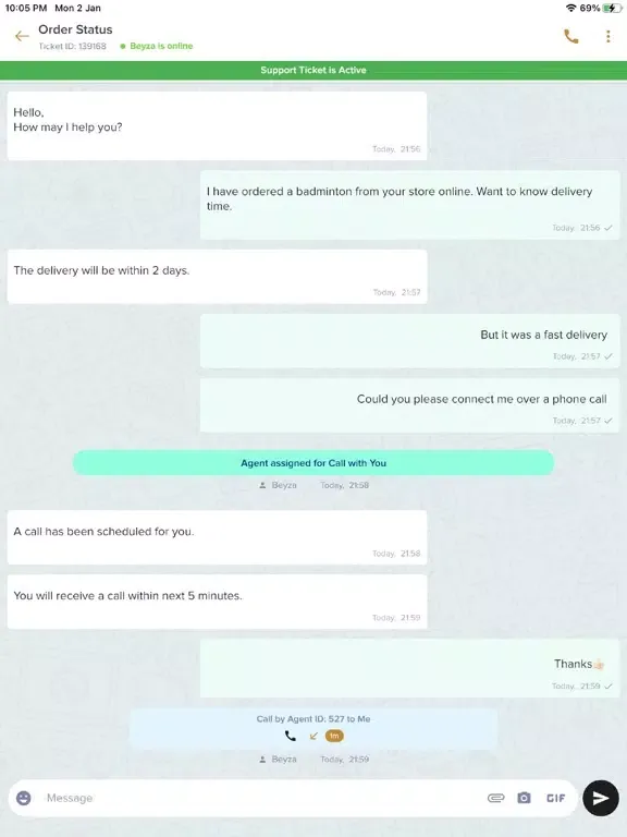 Tangkapan layar BBI CHAT iPad 