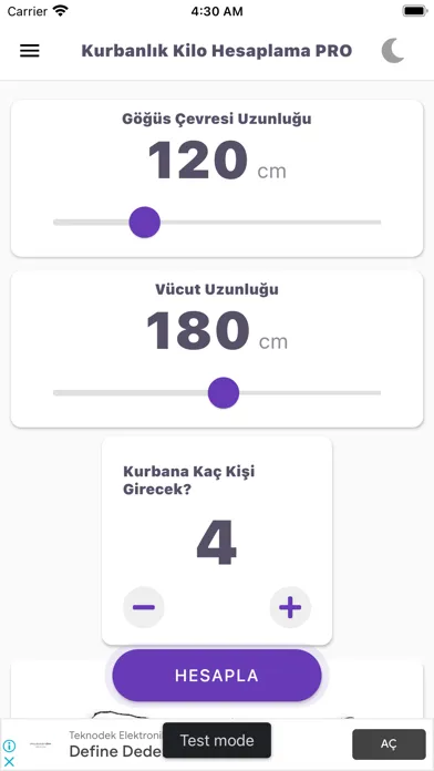 Tangkapan skrin Kurbanlık Kilo Hesaplama PRO