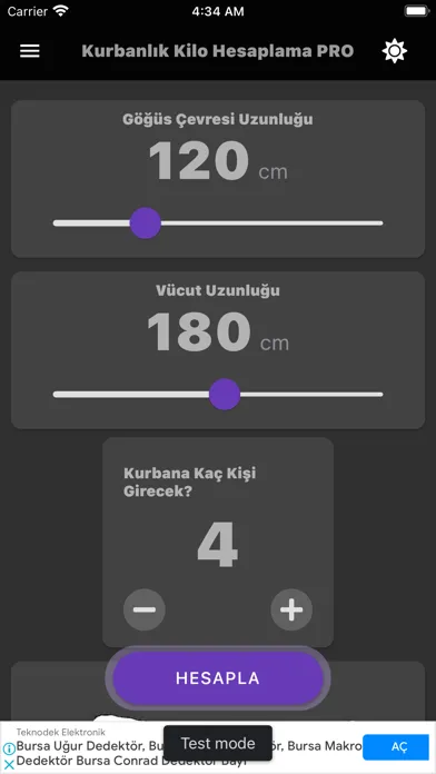 Tangkapan skrin Kurbanlık Kilo Hesaplama PRO