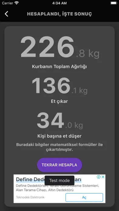 Tangkapan skrin Kurbanlık Kilo Hesaplama PRO