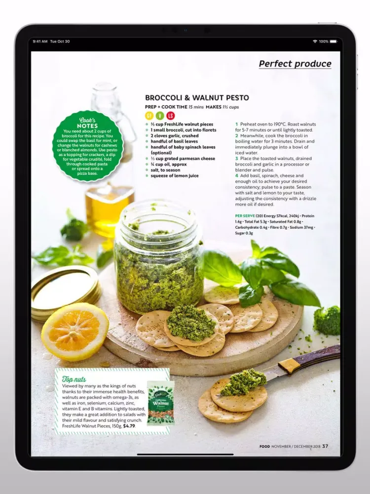 Capturas de tela do Food Magazine NZ iPad 