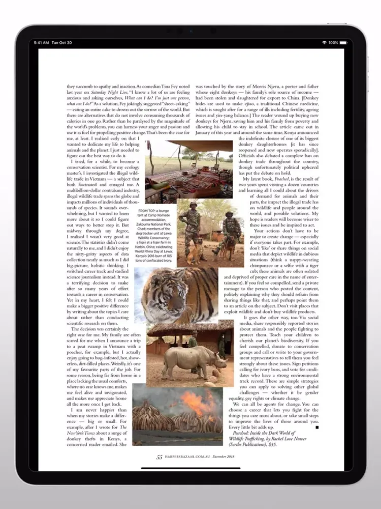 Tangkapan layar Harper's BAZAAR Australia iPad 