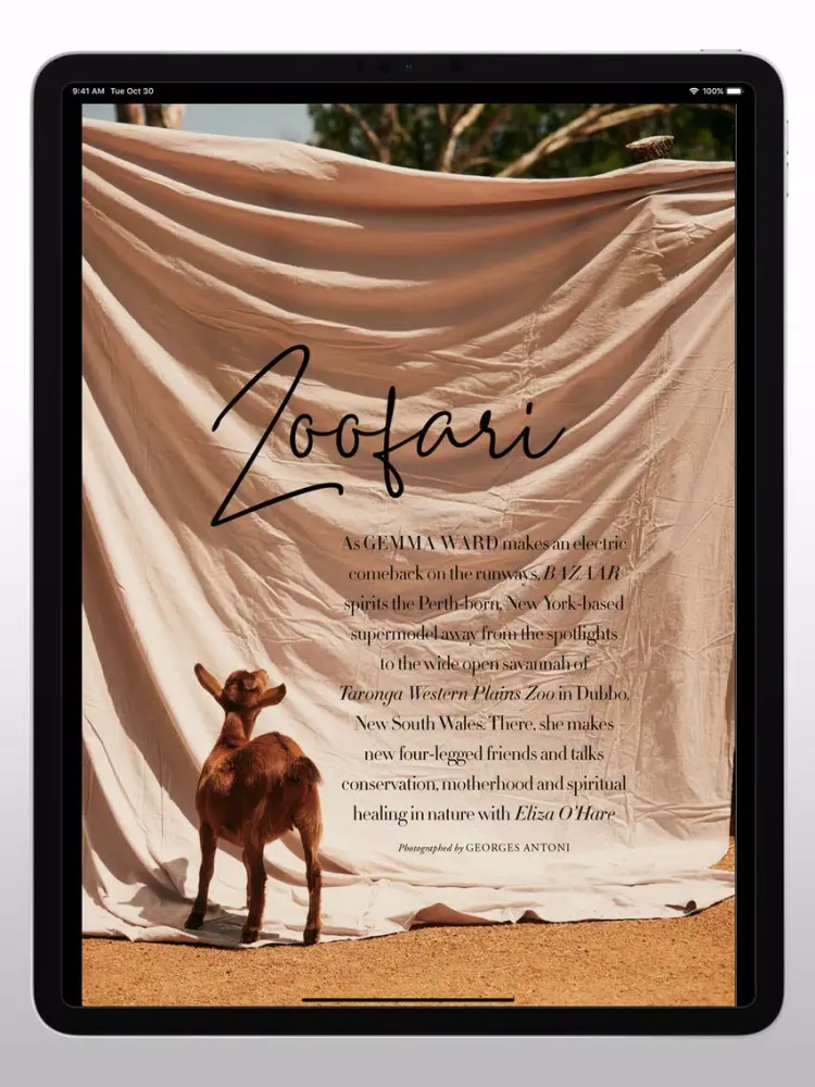 Tangkapan layar Harper's BAZAAR Australia iPad 