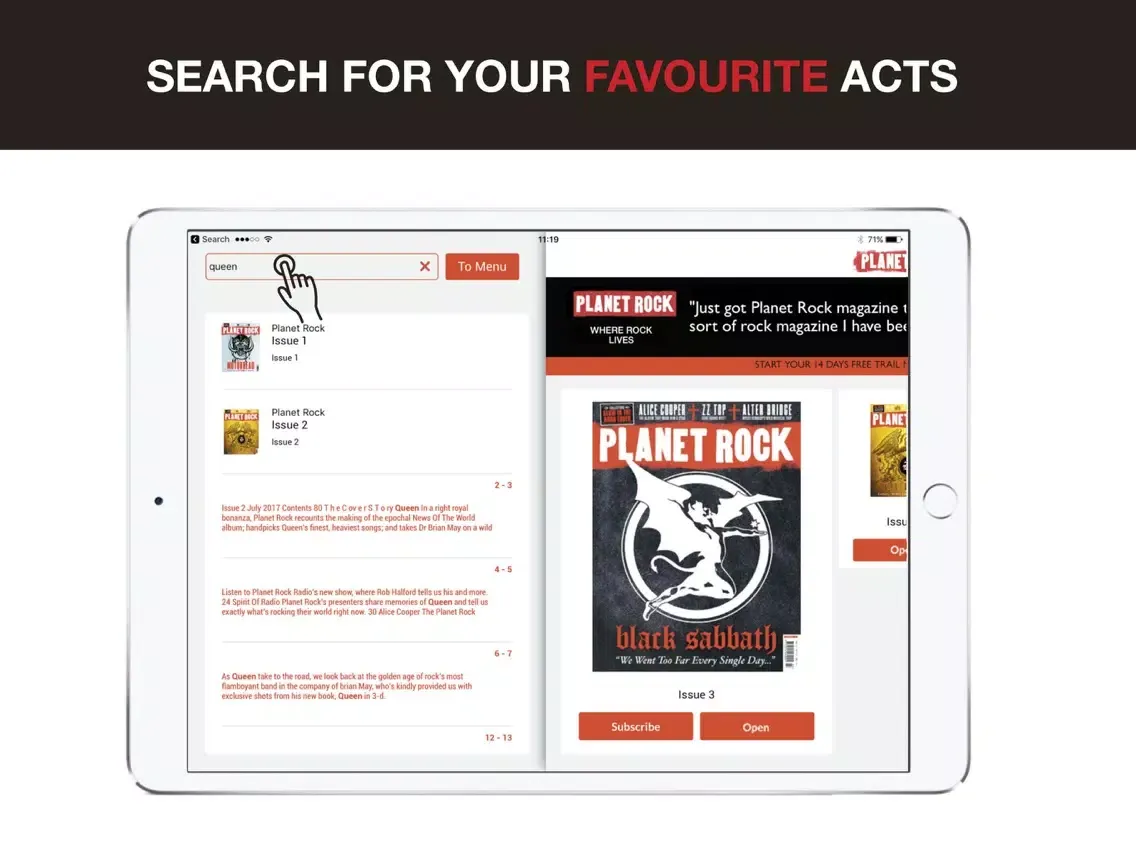 ภาพหน้าจอของ Planet Rock Magazine iPad 