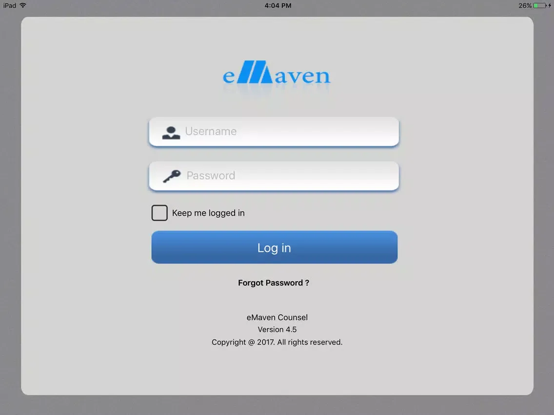 Ảnh chụp màn hình của eMaven Admin Counsel iPad 