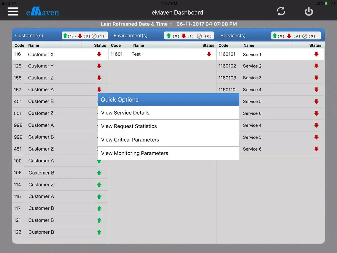 Ảnh chụp màn hình của eMaven Admin Counsel iPad 