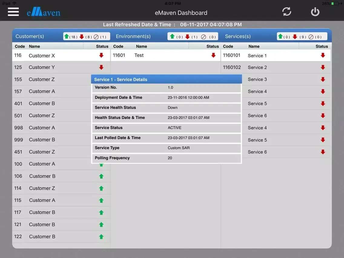 Ảnh chụp màn hình của eMaven Admin Counsel iPad 