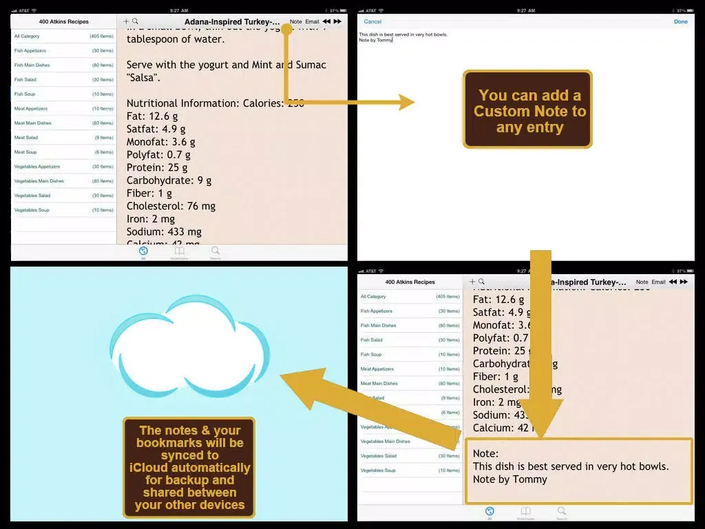 ภาพหน้าจอของ 400 Atkins Recipes iPad 