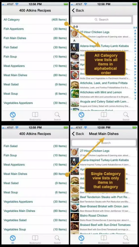 ภาพหน้าจอของ 400 Atkins Recipes