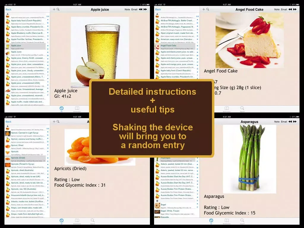 Glycemic Index and Load for Foods iPad 应用截图