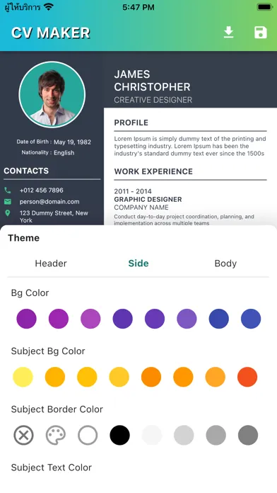 Screenshot di CV Profile Maker