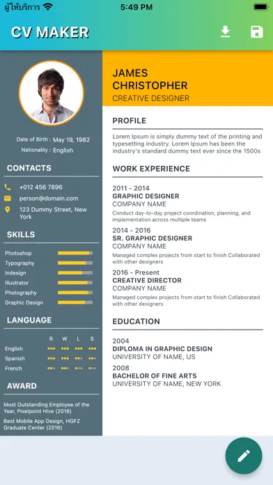 Screenshot di CV Profile Maker