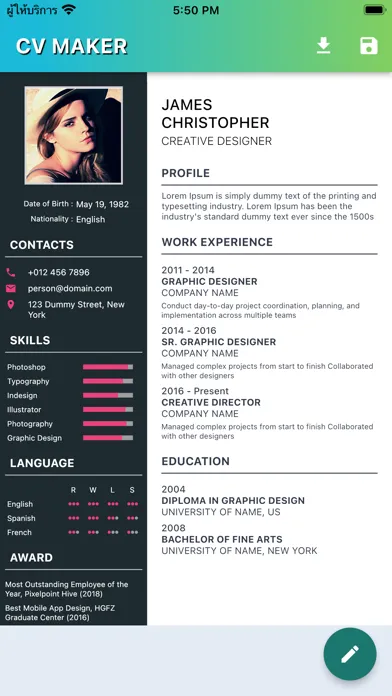 Screenshot di CV Profile Maker