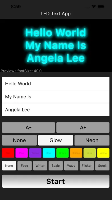 ภาพหน้าจอของ LED Text Effect