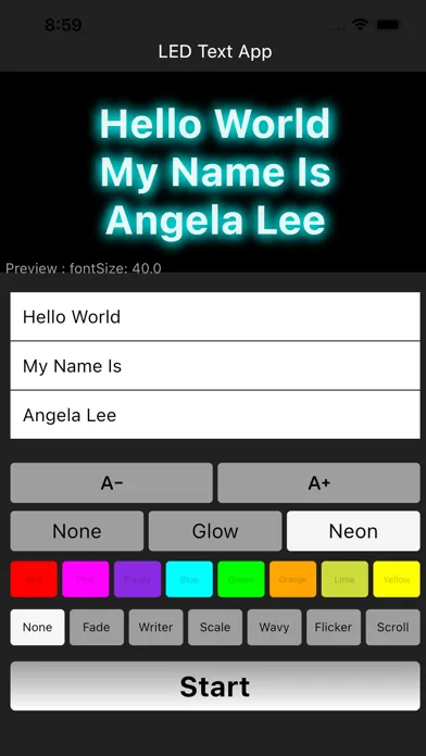 ภาพหน้าจอของ LED Text Effect