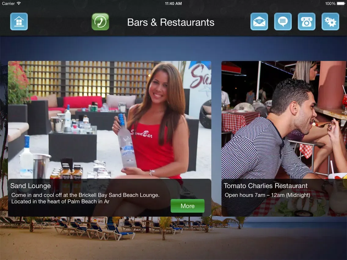 Tangkapan layar Brickell Bay Beach Club & Spa UConnect iPad 