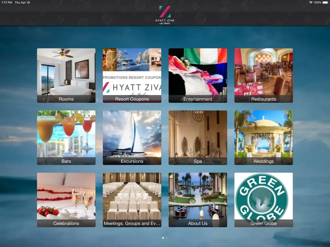 Capturas de pantalla de Hyatt Ziva Los Cabos UConnect iPad 