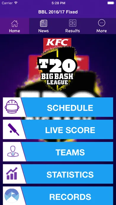 BBL T20 2016/2017 Fixtures,Schedule,Live Score Screenshots